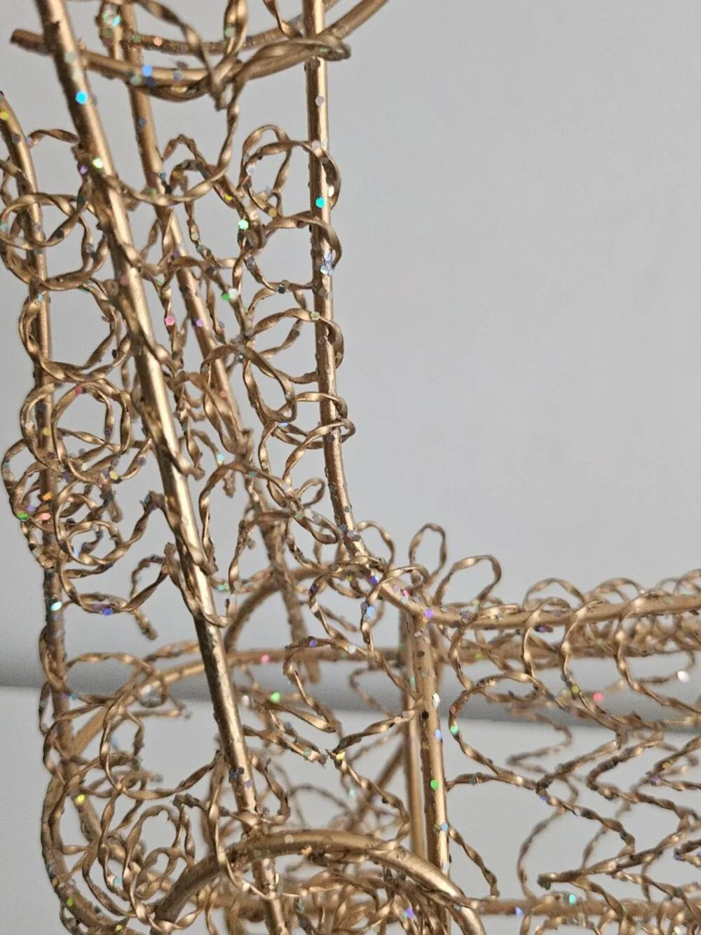 Gold Tone Wire Reindeer with Jingle Bell Antlers